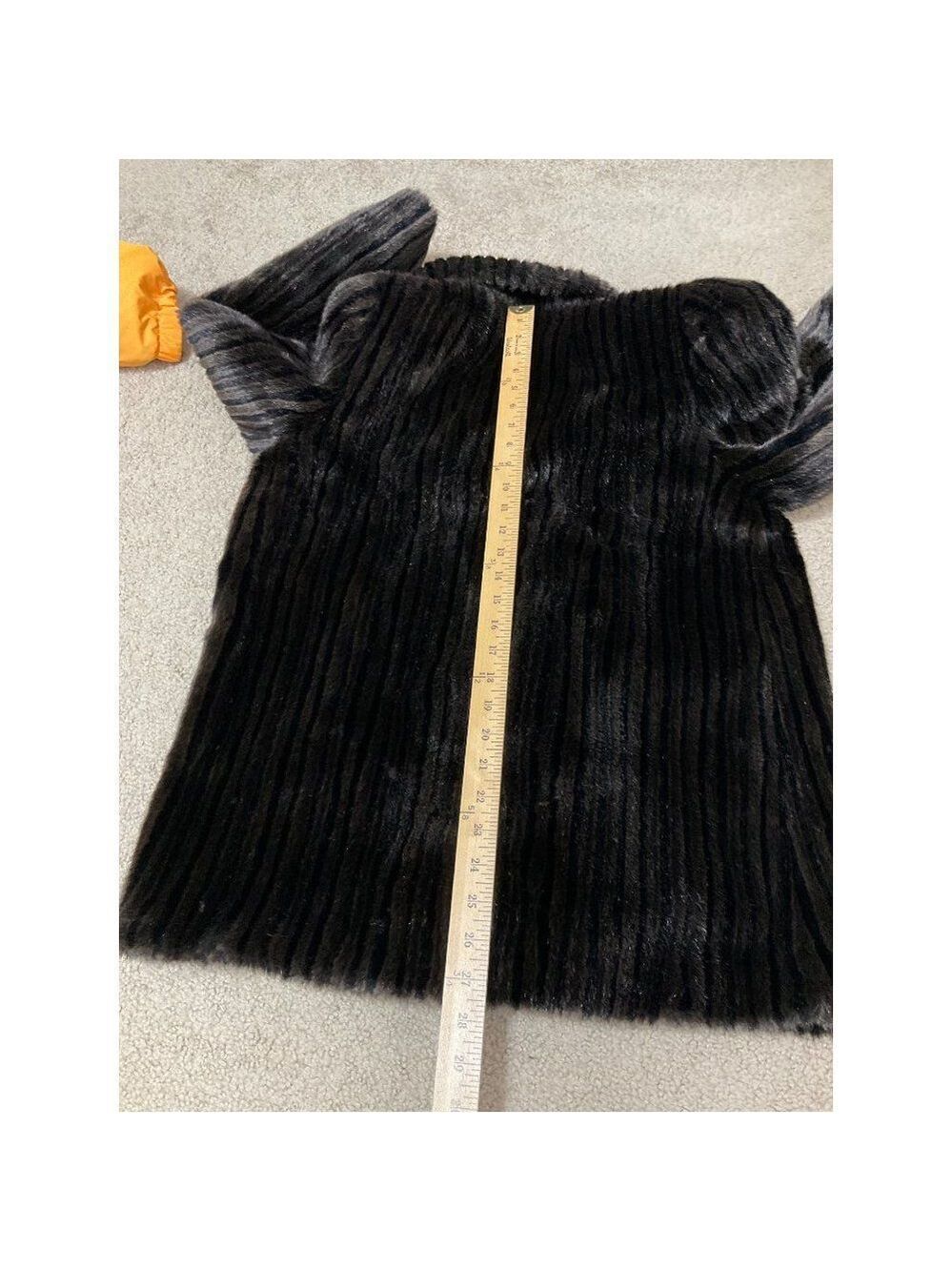 𝅺us14 Intrigue A Luxury Fabric By De Ball Black Brown Faux Fur Coat Vintage - Picture 11 of 11